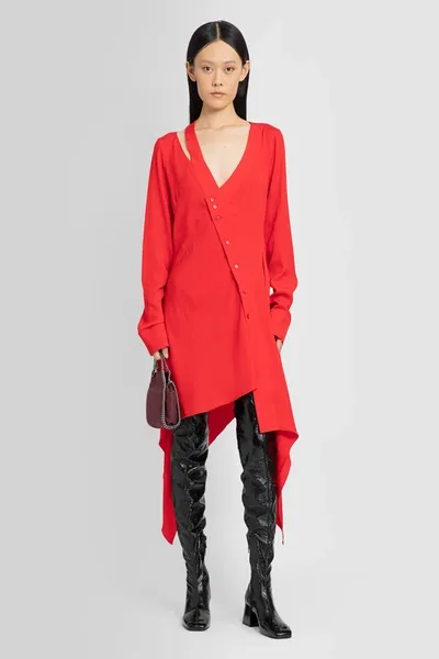 Stella Mccartney Asymmetric Viscose Maxi Dress In Red