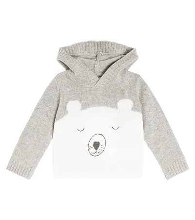 Il Gufo Babies' Patterned-intarsia Fine-knit Hoodie In Grey