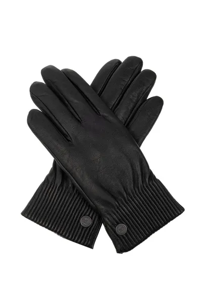 Canada Goose Logo Plaque Ribbed Gloves In Black