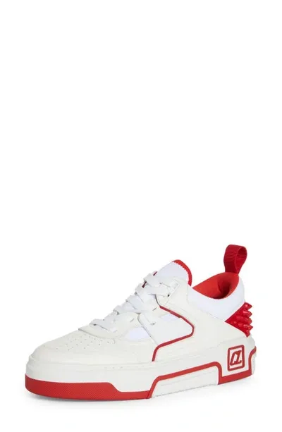 Christian Louboutin Astroloubi Donna Red Sole Leather Low-top Sneakers In White