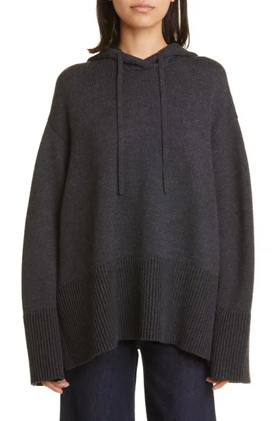 Totême Signature Hooded Knit Charcoal Melange