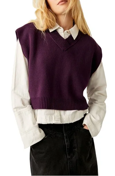 Free People Easy Street Sweater Vest In Purple