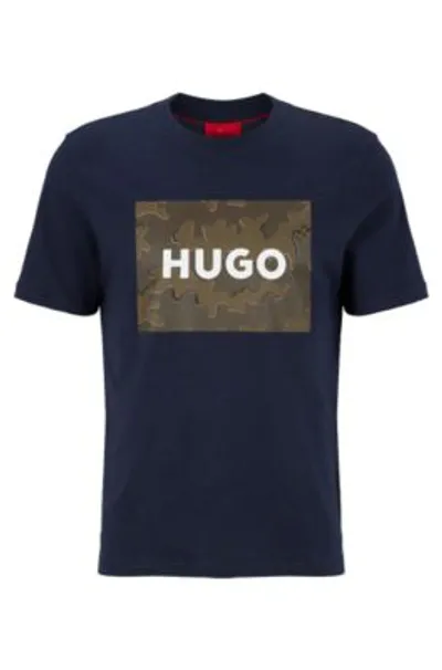 Hugo Logo Print T-shirt In Blue