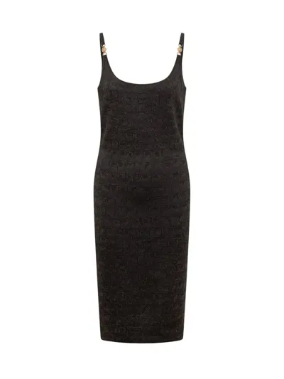 Versace Medusa Head Motif Sleeveless Midi Dress In Black