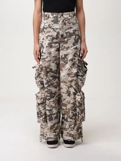 Amiri Camo Print Cotton Drill Wide Leg Pants In Brown