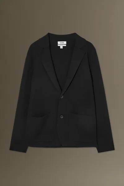 Cos Knitted Merino Wool Blazer - Regular In Black