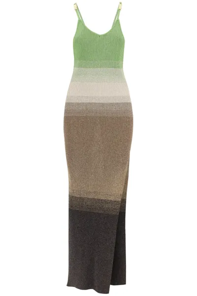 Gcds Ribbed-knit Maxi Dress In Green