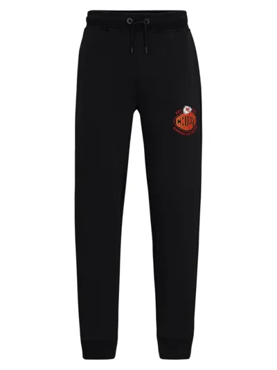 Hugo Boss Boss X Nfl Cotton-blend Tracksuit Bottoms With Collaborative Branding In Chiefs Black