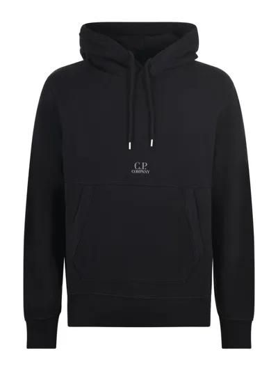 C.p. Company Logo-embroidered Cotton Hoodie In Nero