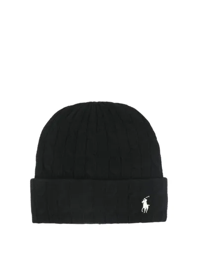 Polo Ralph Lauren Polo Pony Wool Beanie In Black