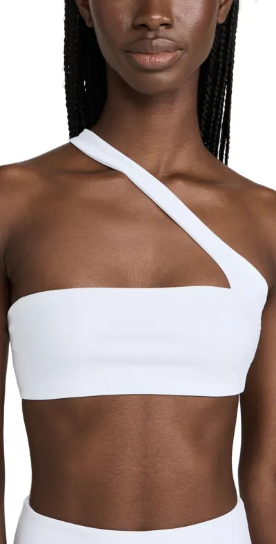 Jade Swim Halo One Shoulder Strap Bandeau Top In White