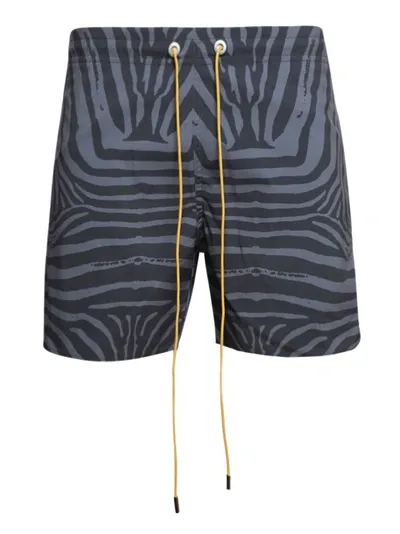 Rhude Black & Gray Zebra Swim Shorts