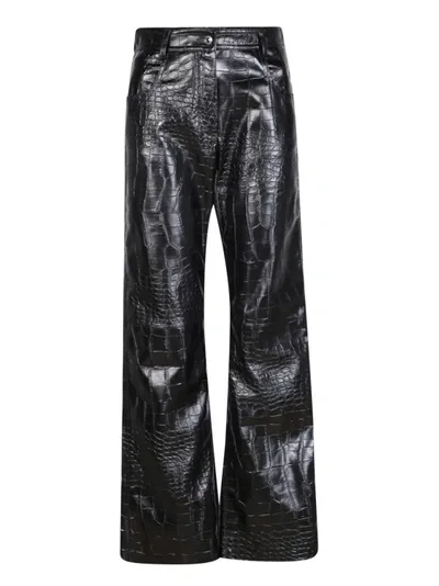 Msgm Crocodile Print Black Trousers