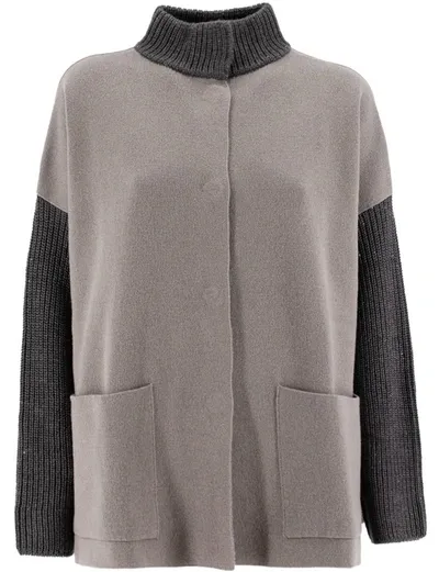 Le Tricot Perugia Cardigan In Grey