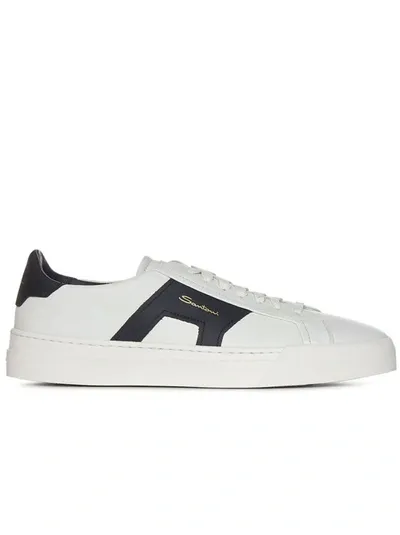 Santoni Double Buckle Inspired Sneaker In White