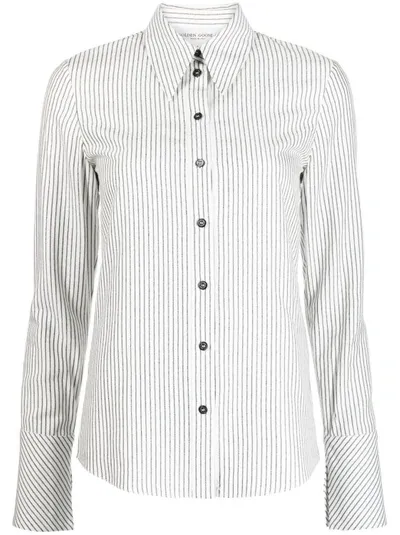 Golden Goose Striped Shirt In White