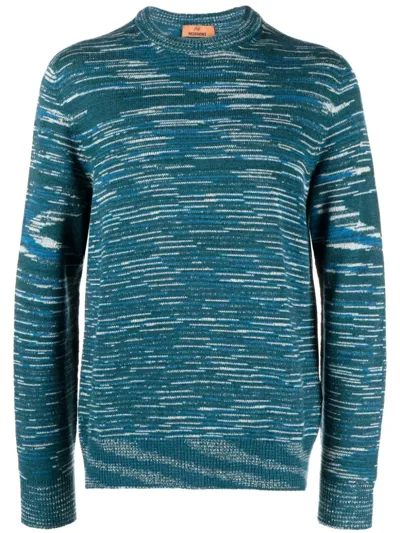 Missoni Intarsia-knit Striped Cashmere Jumper In Blue