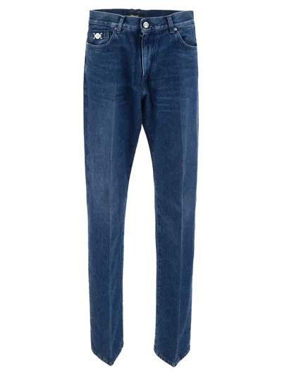 Versace La Medusa Straight Jeans In Blue