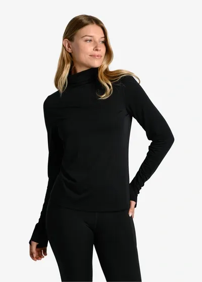 Lole Performance Wool Moisture-wicking Turtleneck In Black