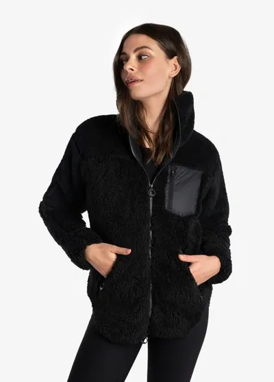 Lole Yana Full Zip Fleece Cardigan In Black