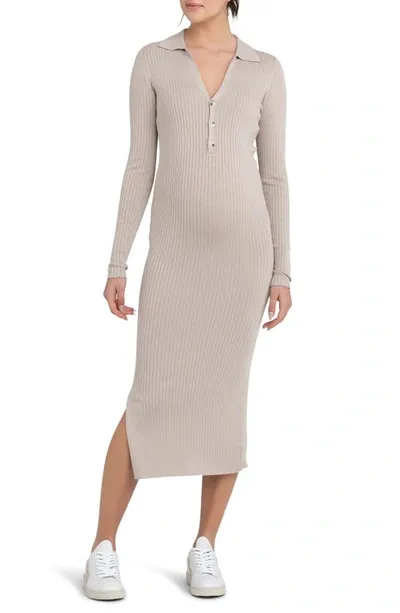 Ripe Maternity Sammy Knit Polo Nursing Dress Stone