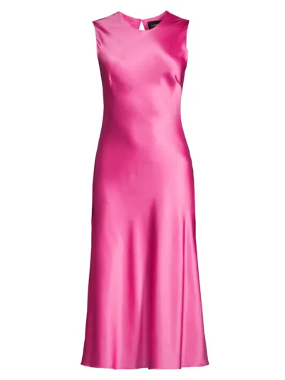 Cynthia Rowley Sleeveless Flared-skirt Silk Dress In Pink