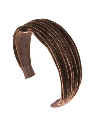 Jennifer Behr Natasha Velvet Headband In Chocolate