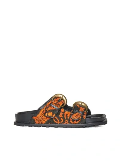 Marine Serre Oriental Towels Birk Sandals In Oriental Oriole