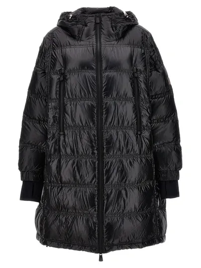 Moncler Long Down Jacket Rochelair In Black