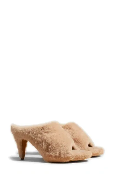 Khaite Marion Shearling Mules In Pink