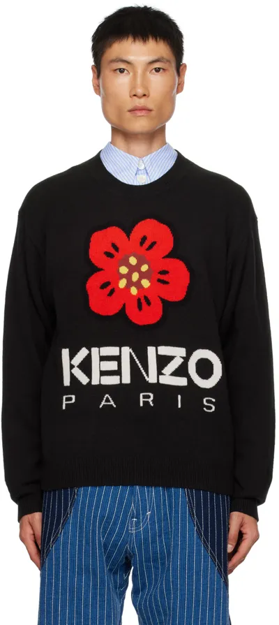 Kenzo Boke Flower Intarsia-knit Jumper In Black