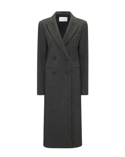 Victoria Beckham Mélange Double-breasted Wool Coat In Grey_melange