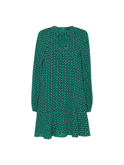 Whistles Floral-print Self-tie Woven Mini Dress In Green/multi