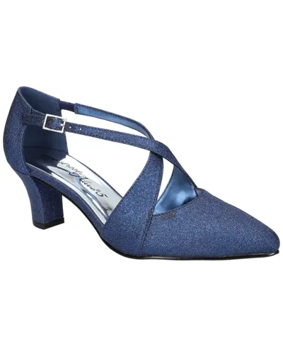 Easy Street Women's Elegance Cross Strap Front Pumps In Navy Glitter