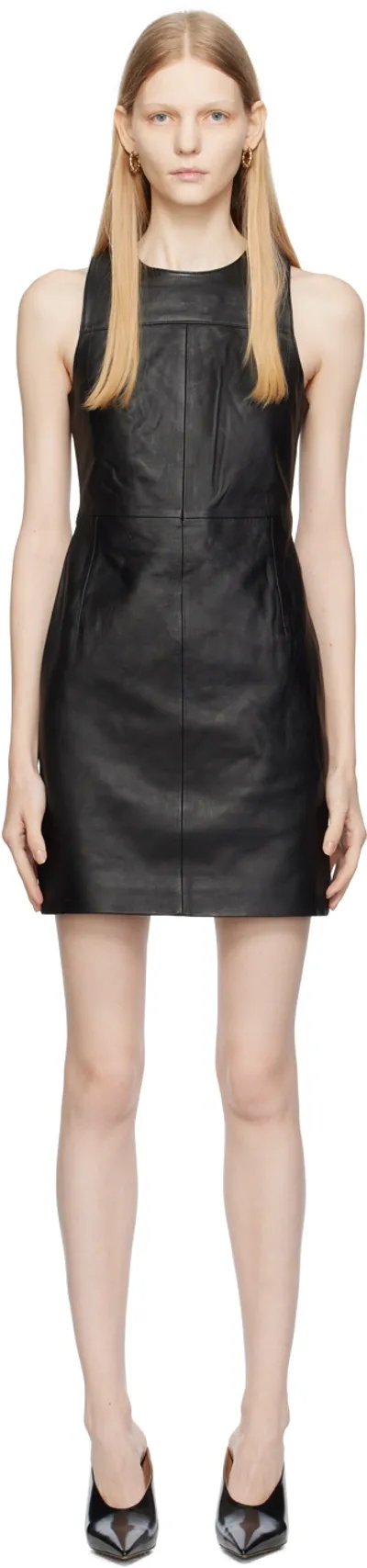 Remain Birger Christensen Tenna Leather Mini Dress In 1000 Black