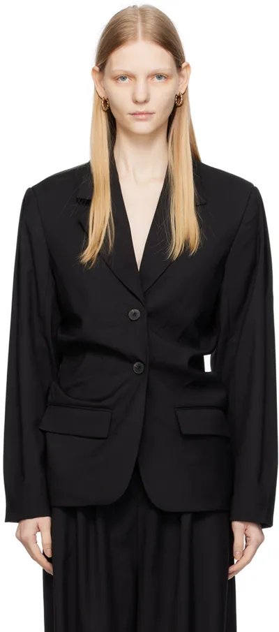 Remain Birger Christensen Black Drapy Blazer In 1000 Black