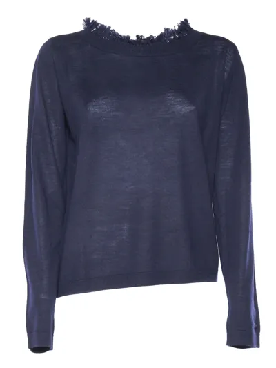 Ballantyne Fringed Pullover In Blue