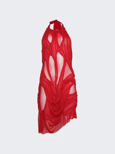 Di Petsa Wet Look Mini Dress In Red