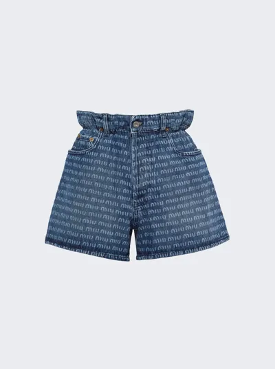 Miu Miu Logo-print Mini Denim Jeans In Blue