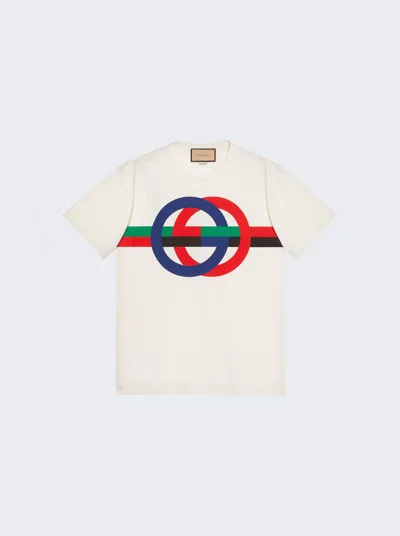 Gucci Round Gg Print Cotton T-shirt In Yellow