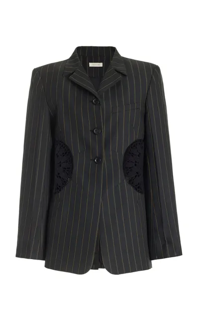 Diotima Embroidered Twill Crepe Blazer In Black