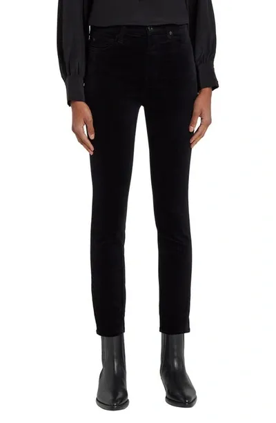 7 For All Mankind Velvet-effect Skinny Trousers In Black