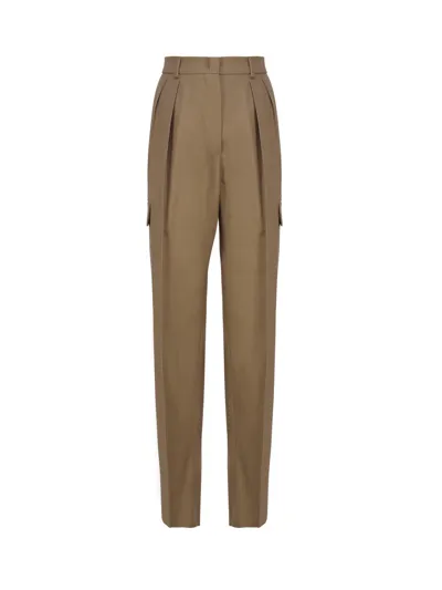 Sportmax High Waist Straight Leg Trousers In Beige