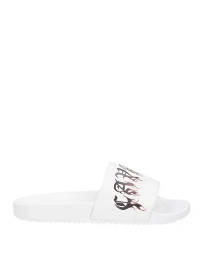 Roberto Cavalli Gothic Logo-print Slides In White