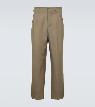 Ami Alexandre Mattiussi Wool Gabardine Straight Pants In Sand