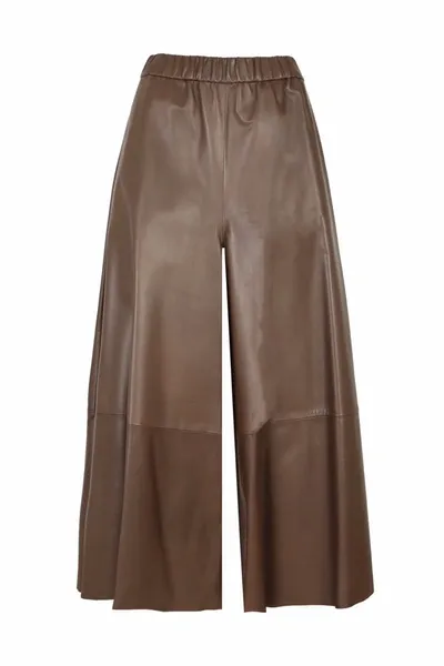 Dušan Notched-waist Silk Palazzo Pants In Brown