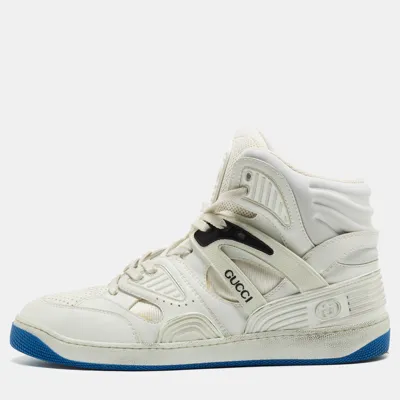 Pre-owned Gucci White Leather Basketball High Top Sneakers Size 43