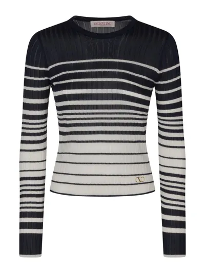 Valentino Striped Long-sleeved Jumper In Multicolor