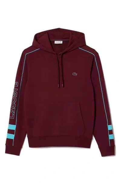 Lacoste Men's Logo Pullover Hoodie In Burgundy