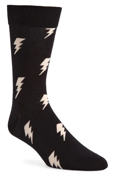 Happy Socks Flash Crew Socks In Black